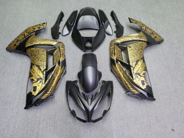 Purchase 2012-2016 Matte Black & Gold Skull Kawasaki Ninja 650 EX650 Motorcycle Fairings UK