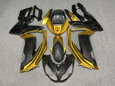 Purchase 2012-2016 Glossy Carbon Fiber Black Gold Kawasaki Ninja 650 EX650 Motorcycle Fairings UK