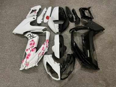 Purchase 2012-2016 Glossy Black & White with Pink Cherry Blossom Split Kawasaki Ninja 650 EX650 Motorcycle Fairings UK