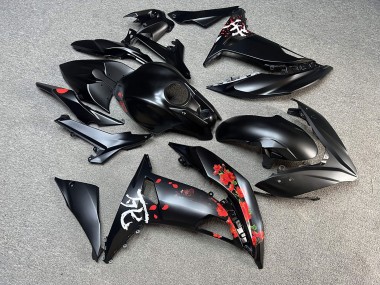 Purchase 2017-2019 Matte Black with Red Cherry Blossom Split Kawasaki Ninja 650 EX650 Motorcycle Fairings UK