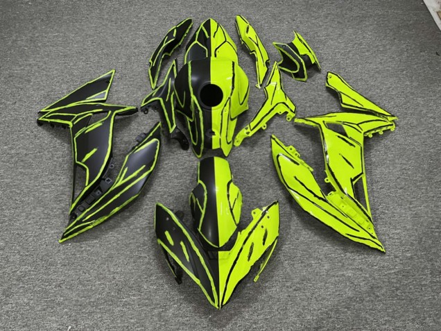 Purchase 2017-2019 Matte Black & High Vis Yellow Split Kawasaki Ninja 650 EX650 Motorcycle Fairings UK