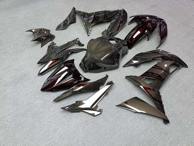 Purchase 2017-2019 Glossy Red & Gold Carbon Fiber Style Kawasaki Ninja 650 EX650 Motorcycle Fairings UK