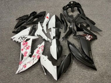 Purchase 2017-2019 Matte Black & White with Pink Cherry Blossom Split Kawasaki Ninja 650 EX650 Motorcycle Fairings UK