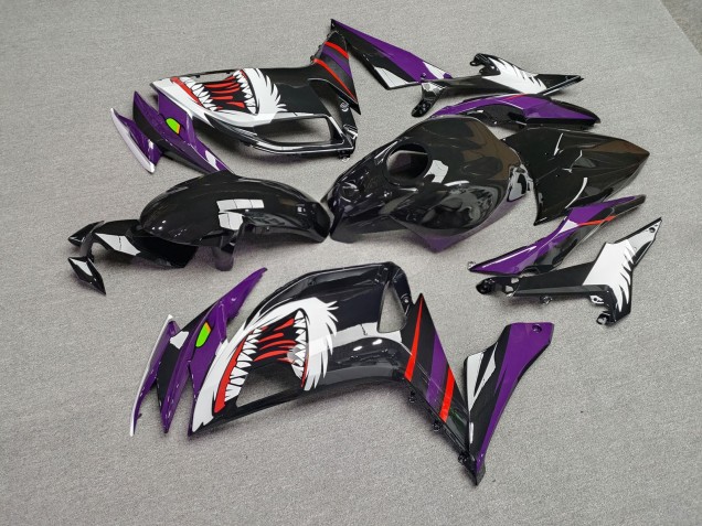 Purchase 2020-2026 Glossy Black & Purple Shark Kawasaki Ninja 650 EX650 Motorcycle Fairings UK