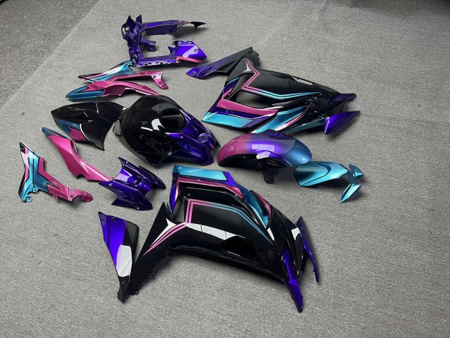Purchase 2020-2026 Glossy Black & Pink with Aqua & Iridescent Purple Kawasaki Ninja 650 EX650 Motorcycle Fairings UK
