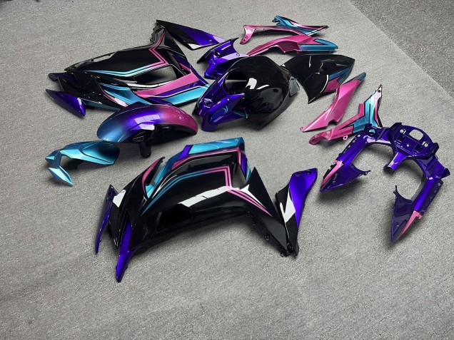 Purchase 2020-2026 Glossy Black & Pink with Aqua & Iridescent Purple Kawasaki Ninja 650 EX650 Motorcycle Fairings UK