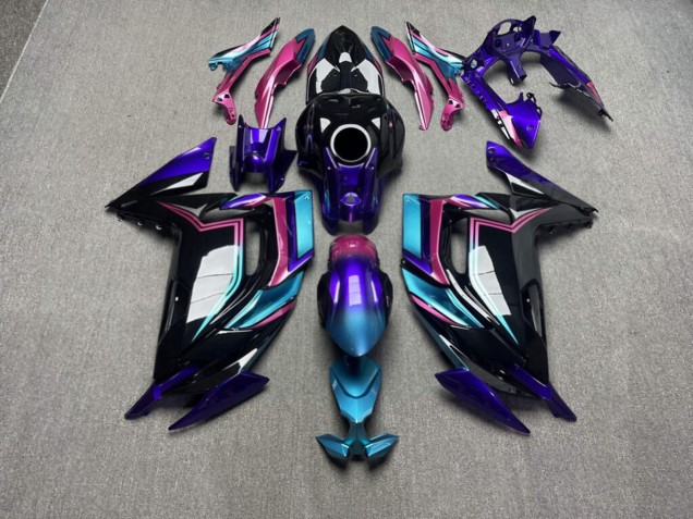 Purchase 2020-2026 Glossy Black & Pink with Aqua & Iridescent Purple Kawasaki Ninja 650 EX650 Motorcycle Fairings UK