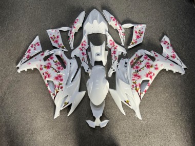 Purchase 2020-2026 Glossy White with Pink Cherry Blossom Kawasaki Ninja 650 EX650 Motorcycle Fairings UK