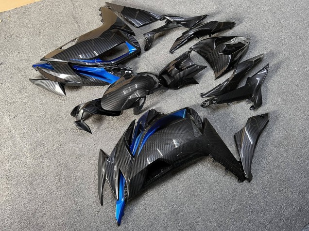 Purchase 2020-2026 Glossy Carbon Fiber Style Blue Kawasaki Ninja 650 EX650 Motorcycle Fairings UK