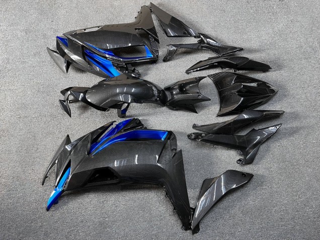 Purchase 2020-2026 Glossy Carbon Fiber Style Blue Kawasaki Ninja 650 EX650 Motorcycle Fairings UK