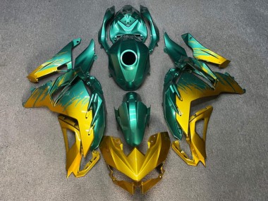 Purchase 2024-2026 Glossy Teal & Gold Splash Kawasaki Ninja 500 EX500 Motorcycle Fairings UK