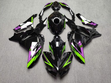 Purchase 2024-2026 Glossy Black with Green & Purple Kawasaki Ninja 500 EX500 Motorcycle Fairings UK