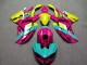Purchase 2024-2026 Light Blue with Yellow & Pink Leopard Kawasaki Ninja 500 EX500 Motorcycle Fairings UK