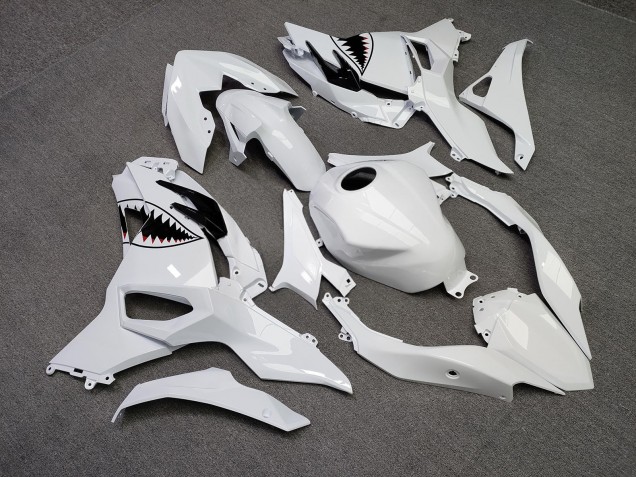 Purchase 2024-2026 Glossy White Shark Kawasaki Ninja 500 EX500 Motorcycle Fairings UK