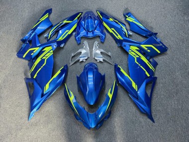 Purchase 2018-2024 Glossy Blue High Vis Yellow Kawasaki Ninja 400 EX400 Motorcycle Fairings UK