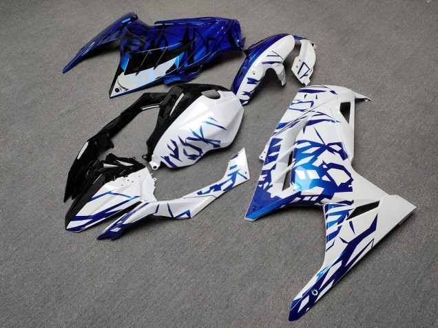 Purchase 2013-2017 Glossy Blue & White with Black Shattered Split Kawasaki Ninja 300 EX300 Motorcycle Fairings UK