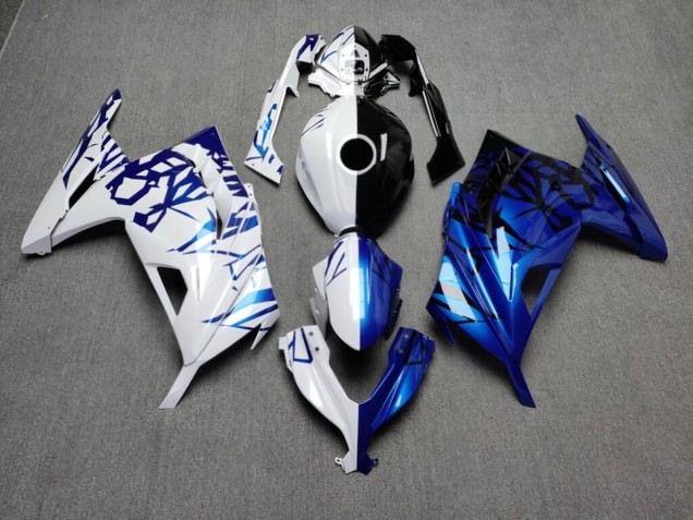 Purchase 2013-2017 Glossy Blue & White with Black Shattered Split Kawasaki Ninja 300 EX300 Motorcycle Fairings UK