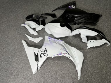 Purchase 2013-2017 Matte Black White with Purple Cherry Blossom Split Kawasaki Ninja 300 EX300 Motorcycle Fairings UK