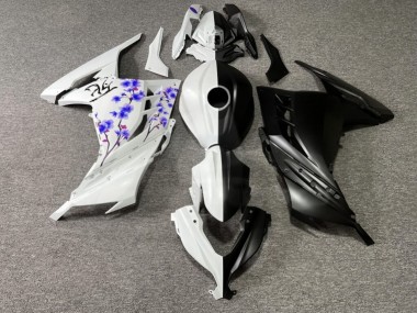 Purchase 2013-2017 Matte Black White with Purple Cherry Blossom Split Kawasaki Ninja 300 EX300 Motorcycle Fairings UK