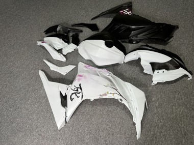 Purchase 2013-2017 Matte Black White with Pink Cherry Blossom Split Kawasaki Ninja 300 EX300 Motorcycle Fairings UK