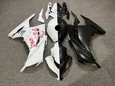 Purchase 2013-2017 Matte Black & White with Pink Cherry Blossom Split Kawasaki Ninja 300 EX300 Motorcycle Fairings UK