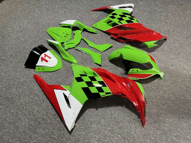 Purchase 2013-2017 Glossy Light Green & Red with Black & White Kawasaki Ninja 300 EX300 Motorcycle Fairings UK
