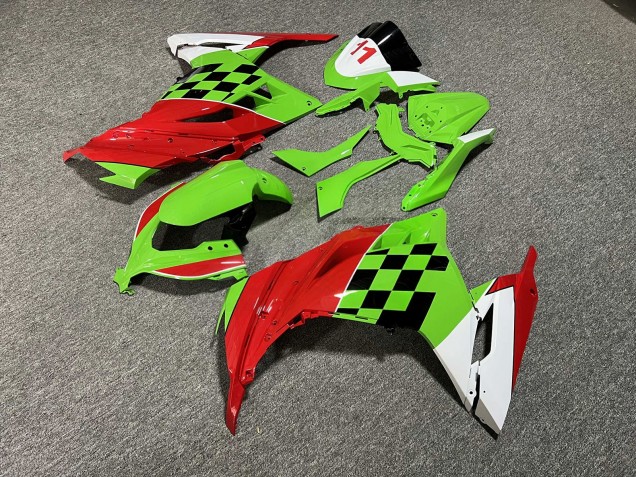 Purchase 2013-2017 Glossy Light Green & Red with Black & White Kawasaki Ninja 300 EX300 Motorcycle Fairings UK