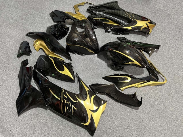 Purchase 2021-2025 Glossy Carbon Fiber Style Gold Suzuki GSXR 1300 Hayabusa Motorcycle Fairings UK