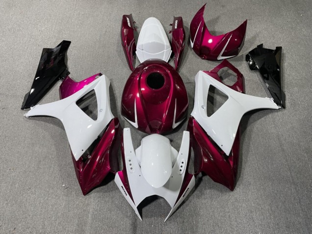 Purchase 2007-2008 Glossy White Pink Suzuki GSXR 1000 Motorcycle Fairings UK