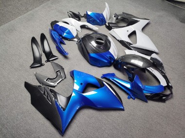 Purchase 2009-2016 Glossy Blue & Nardo Grey with Carbon Fiber Style Split Suzuki GSXR 1000 Motorcycle Fairings UK