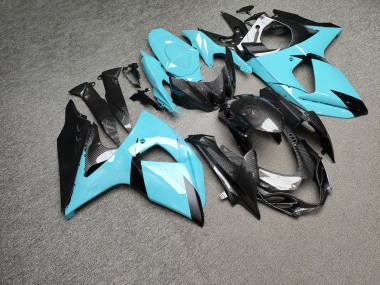 Purchase 2009-2016 Glossy Light Blue Black Carbon Fiber Style Suzuki GSXR 1000 Motorcycle Fairings UK