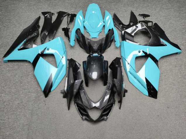 Purchase 2009-2016 Glossy Light Blue Black Carbon Fiber Style Suzuki GSXR 1000 Motorcycle Fairings UK