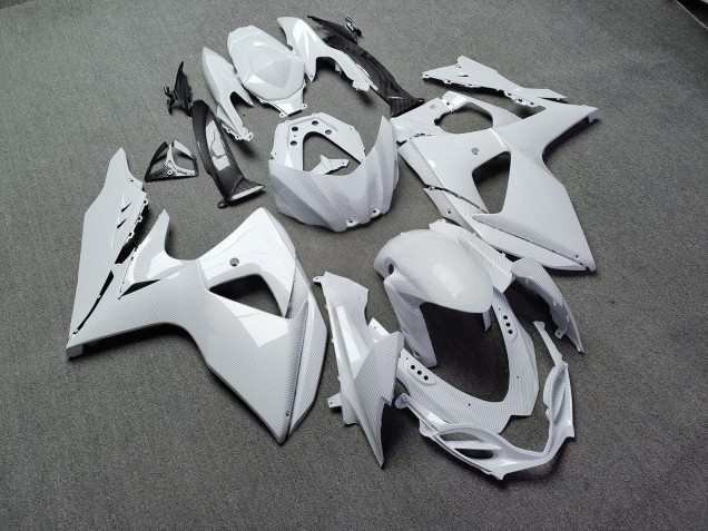 Purchase 2009-2016 Glossy White Carbon Fiber Style Suzuki GSXR 1000 Motorcycle Fairings UK