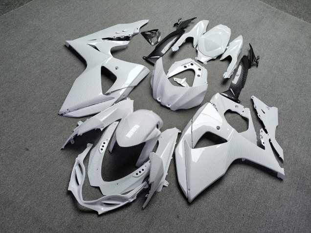 Purchase 2009-2016 Glossy White Carbon Fiber Style Suzuki GSXR 1000 Motorcycle Fairings UK