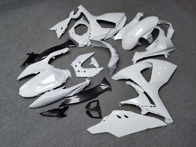 Purchase 2009-2016 Glossy White Carbon Fiber Style Suzuki GSXR 1000 Motorcycle Fairings UK