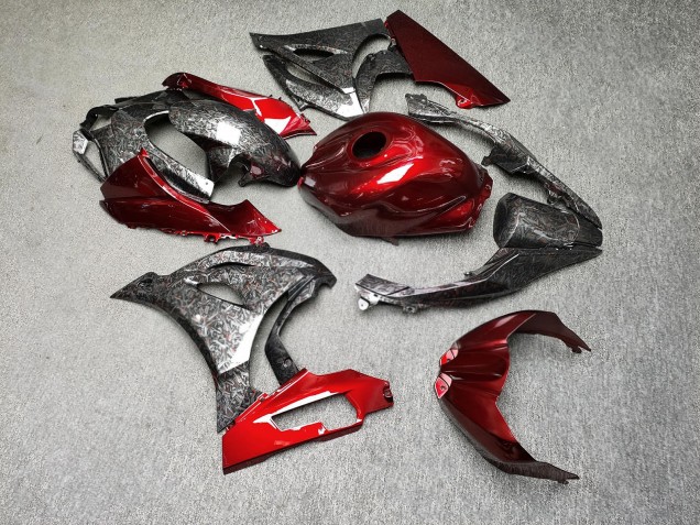 Purchase 2017-2025 Glossy Forged Carbon Fiber Style Candy Red Suzuki GSXR 1000 Motorcycle Fairings UK