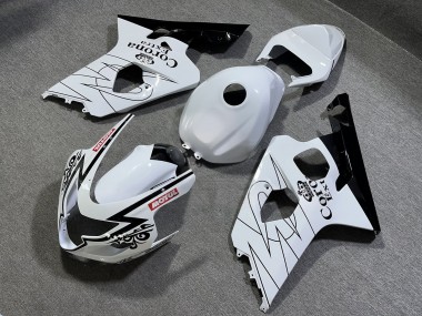 Purchase 2004-2005 Glossy Black White Corona Style Suzuki GSXR 600/GSXR 750 Motorcycle Fairings UK