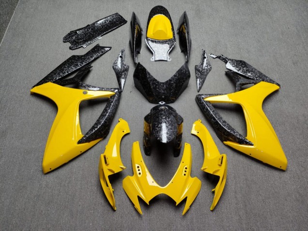 Purchase 2006-2007 Glossy Yellow & Forged Carbon Fiber Style Suzuki GSXR 600/GSXR 750 Motorcycle Fairings UK