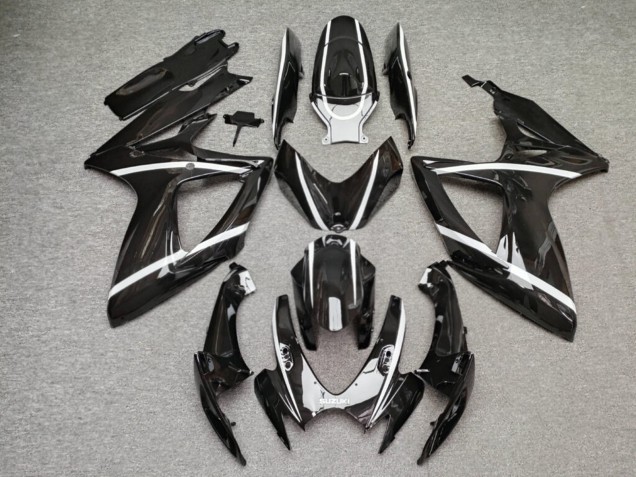 Purchase 2006-2007 Glossy Black White Lines Suzuki GSXR 600/GSXR 750 Motorcycle Fairings UK
