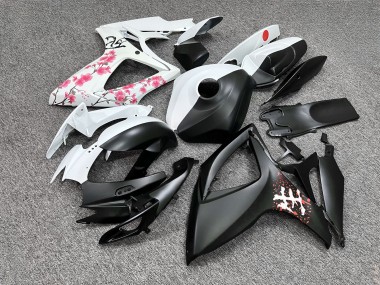 Purchase 2006-2007 Matte Black & White with Pink Cherry Blossom Split Suzuki GSXR 600/GSXR 750 Motorcycle Fairings UK