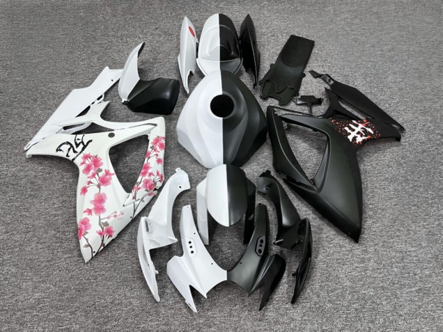 Purchase 2006-2007 Matte Black & White with Pink Cherry Blossom Split Suzuki GSXR 600/GSXR 750 Motorcycle Fairings UK