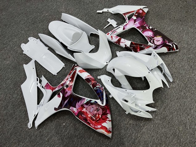 Purchase 2006-2007 Glossy White Anime Design Suzuki GSXR 600/GSXR 750 Motorcycle Fairings UK