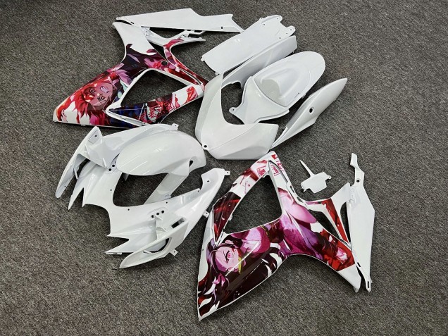 Purchase 2006-2007 Glossy White Anime Design Suzuki GSXR 600/GSXR 750 Motorcycle Fairings UK