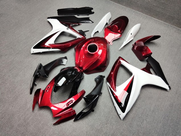 Purchase 2006-2007 Glossy White Candy Red Black Suzuki GSXR 600/GSXR 750 Motorcycle Fairings UK