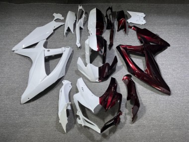 Purchase 2008-2010 Glossy White Maroon Red Split Suzuki GSXR 600/GSXR 750 Motorcycle Fairings UK