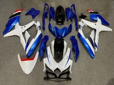 Purchase 2008-2010 Glossy White & Blue with Red & Black Suzuki GSXR 600/GSXR 750 Motorcycle Fairings UK