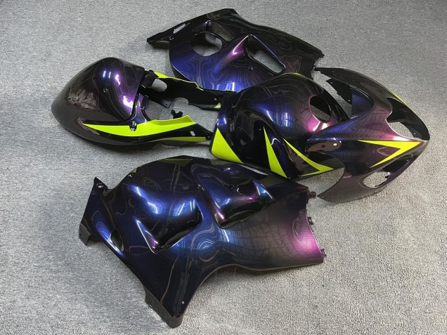 Purchase 1996-2007 Glossy Purple Gradient High Vis Yellow Suzuki GSXR 1300 Hayabusa Motorcycle Fairings UK