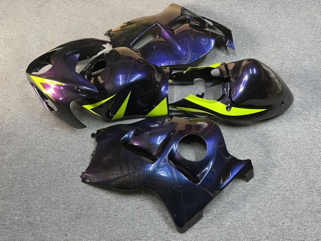 Purchase 1996-2007 Glossy Purple Gradient High Vis Yellow Suzuki GSXR 1300 Hayabusa Motorcycle Fairings UK