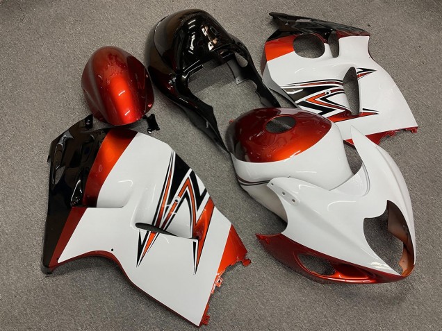 Purchase 1996-2007 Glossy White Orange Suzuki GSXR 1300 Hayabusa Motorcycle Fairings UK