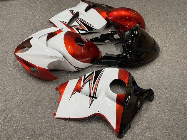 Purchase 1996-2007 Glossy White Orange Suzuki GSXR 1300 Hayabusa Motorcycle Fairings UK